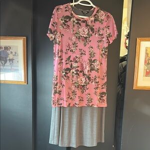 George Pink floral top and Gray Midi Dress